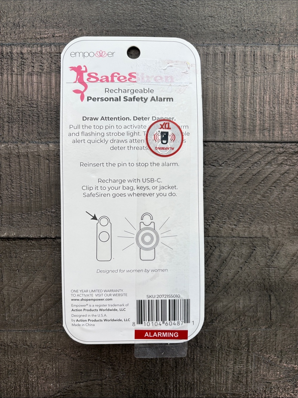 SafeSiren Personal Safety Alarm - Black with Rose Gold Heart Clip - Picture 2 of 2